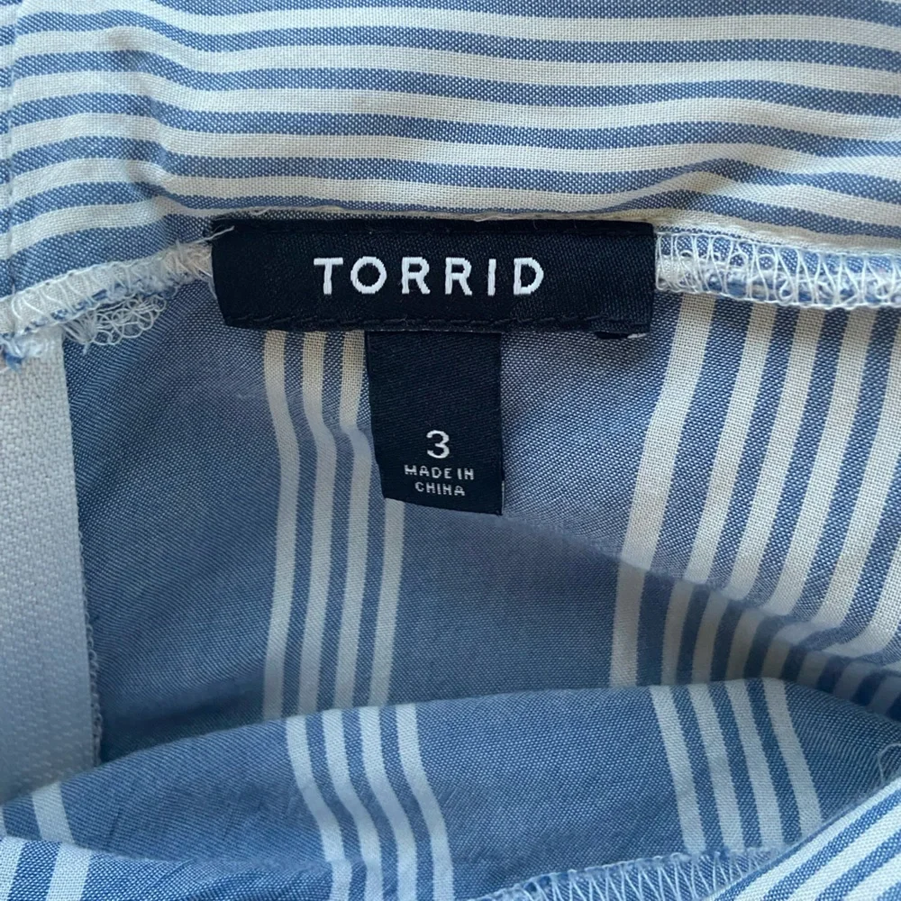 Torrid Women’s Skirt Size 3XL Ruffle High Low Elastic Waist Stripes Blue & White - Picture 10 of 14